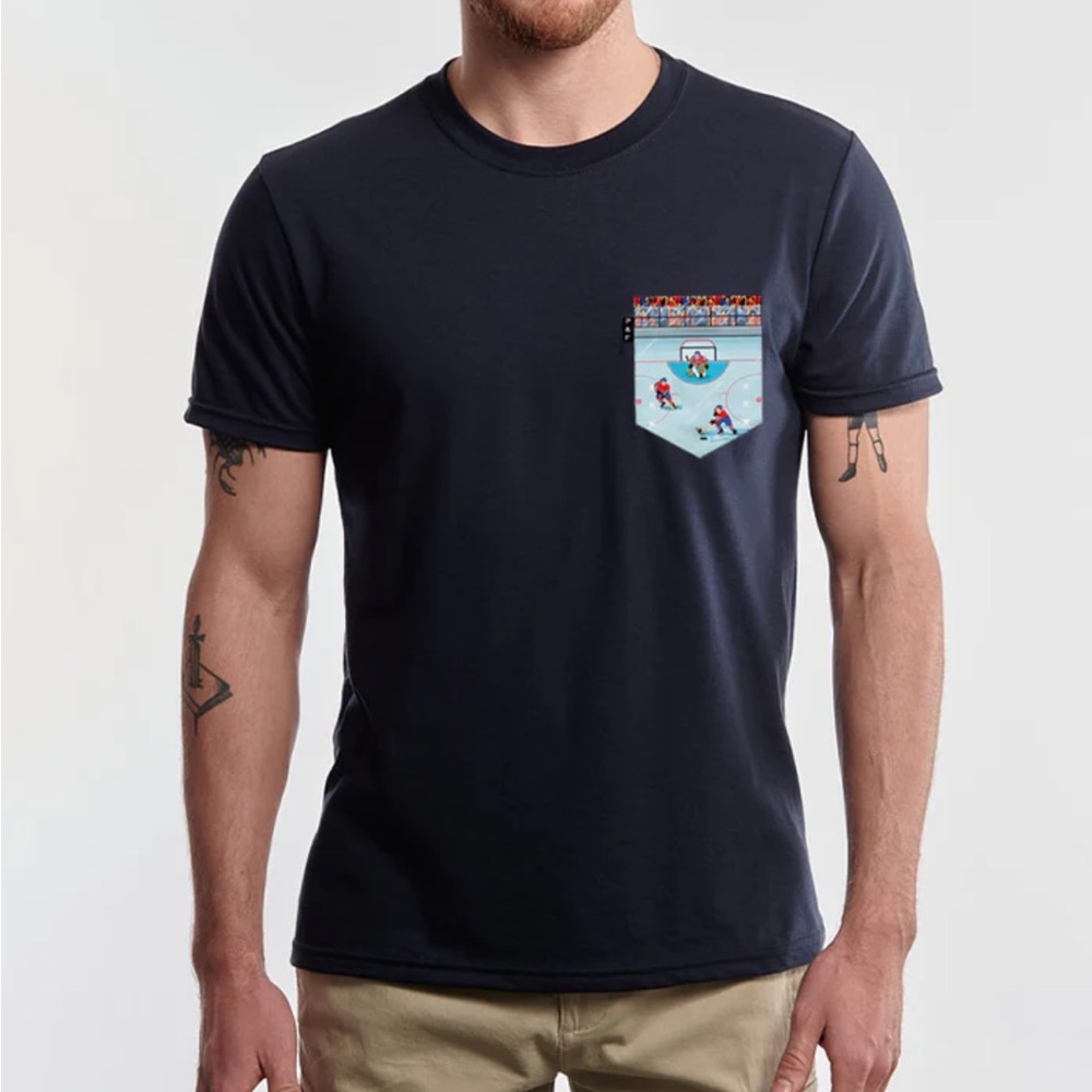 Black Graphic Pocket Tee for Men